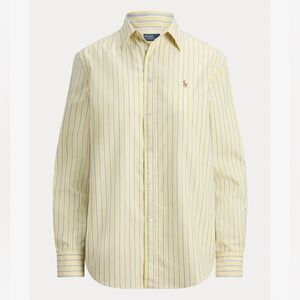 Polo Ralph Lauren Cotton Sky Blue White Yellow Striped Button Down Shirt (Large)